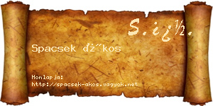 Spacsek Ákos névjegykártya